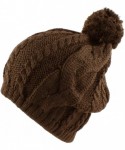 Skullies & Beanies Warm Winter Ski Thick Crochet Knit Pom Pom Beanie Hat - Chocolate - CA11N3HC1OH $12.06