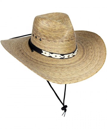 Cowboy Hats Mexican Palm Leaf Cowboy Hat with Chin Strap- Sombreros de Hombre de Palma- Natural- One Size - C7182Z4GCKX $55.56