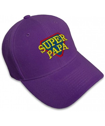 Baseball Caps Custom Baseball Cap Super Papa Embroidery Dad Hats for Men & Women Strap Closure - Purple - CW18S09QMEG $15.74