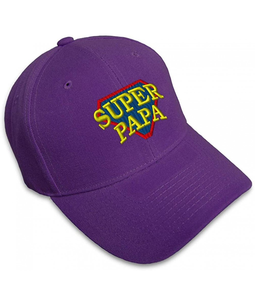 Baseball Caps Custom Baseball Cap Super Papa Embroidery Dad Hats for Men & Women Strap Closure - Purple - CW18S09QMEG $15.74