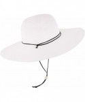 Sun Hats Women's UPF 50+ Wide Brim Braided Straw Sun Hat with Lanyard - White - CF12DUXKAWR $27.60