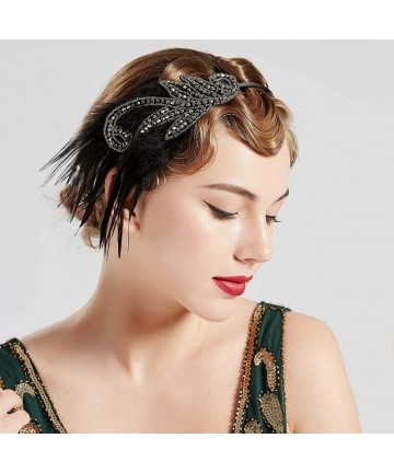 Headbands 1920s Flapper Headband Accessories Roaring 20s Feather Hair Band Vintage Gatsby Party Accessories (Silver) - CC18NZ...