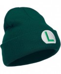 Skullies & Beanies Mario Luigi Wario Waluigi Embroidered Long Beanie - Dk Green - CJ185ODTIAT $32.90