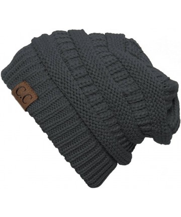 Skullies & Beanies Women's Thick Soft Knit Beanie Cap Hat - Dark Melange Grey - CS187ETH00T $14.05