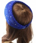 Skullies & Beanies Women Fashion Crochet Rhinestone Headband Knitted Hat Cap Headwrap Band - Khaki - CN187IMZMXQ $14.99