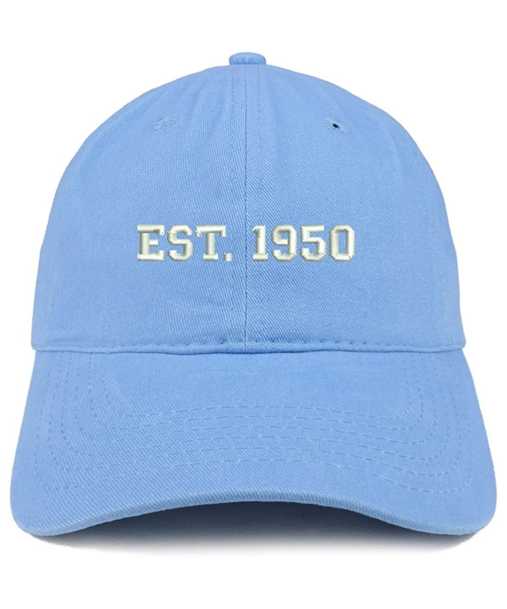 Baseball Caps EST 1950 Embroidered - 70th Birthday Gift Soft Cotton Baseball Cap - Carolina Blue - CB180NZ27IW $25.75
