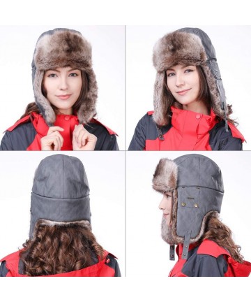Bomber Hats Men's Faux Fur Trapper Hunting Hat with Earflap Mask Russian Ushanka - 99711_grey - CL18KH8YGQ5 $16.40