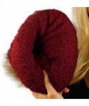 Skullies & Beanies Winter Sherpa Fleeced Lined Chunky Knit Stretch Pom Pom Beanie Hat Cap - Solid Maroon - CN18K2QOEYA $20.86