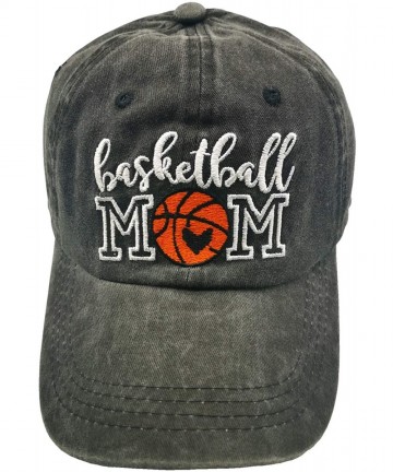 Baseball Caps Women's Basketball Mom Embroidered Hat Washed Adjustable Baseball Cap - Basketball Mom Embroidered - Black - CJ...