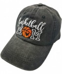 Baseball Caps Women's Basketball Mom Embroidered Hat Washed Adjustable Baseball Cap - Basketball Mom Embroidered - Black - CJ...