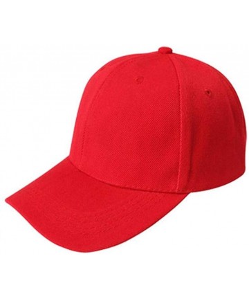 Baseball Caps Caps- Fashion Unisex Solid Color Blank Snapback Baseball Cap Hip Hop Hats - Red - CE12DZ0JMXT $12.71