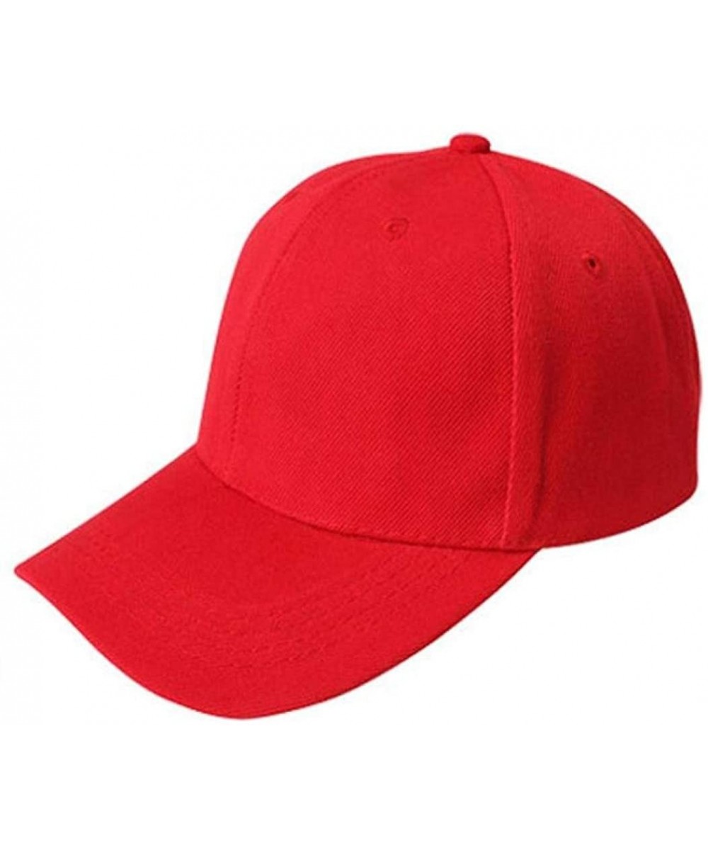 Baseball Caps Caps- Fashion Unisex Solid Color Blank Snapback Baseball Cap Hip Hop Hats - Red - CE12DZ0JMXT $12.71