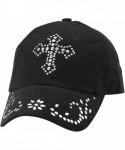 Baseball Caps Women's Nailhead Cross Cap- Black- OS - CZ11I69P8VF $28.85
