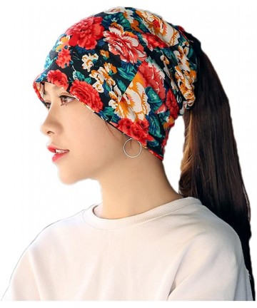 Skullies & Beanies Flower Slouchy Chemo Beanie Hat Turban Headwear Sport Cap for Cancer - J - C618E339I5C $11.56
