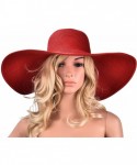 Sun Hats 6.7" Womens Church Kentucky Derby Wide Brim Straw Summer Floppy Sun Hat A330 - Red - CA12FITW6NN $21.81