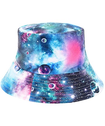 Bucket Hats Reversible Cotton Bucket Hat Multicolored Fisherman Cap Packable Sun Hat - Blue Galaxy - C21942NTGQY $16.46