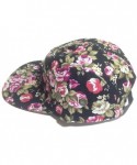 Sun Hats Floral Flowers Snapback Flat Bill Cotton Cap Black Navy Pink - Black - CN11XMP8TLT $21.96