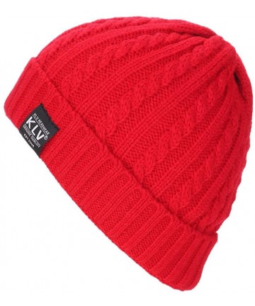 Skullies & Beanies Unisex Men Women Baggy Warm Crochet Winter Wool Knit Ski Hat Skull Beanie Caps - Red - C318L9MZSAG $14.52