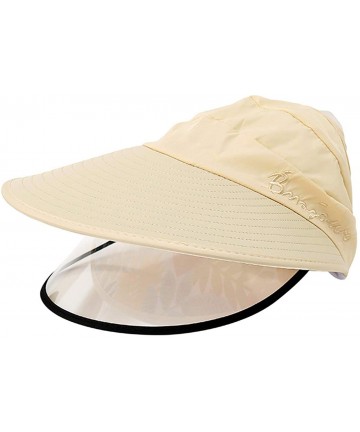 Sun Hats Sun Visor Hats Women Summer Outdoor UV Fishing Hat Baseball Cap Wide Brim Beach Hiking Sports Detachable - Beige - C...