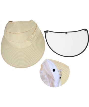Sun Hats Sun Visor Hats Women Summer Outdoor UV Fishing Hat Baseball Cap Wide Brim Beach Hiking Sports Detachable - Beige - C...