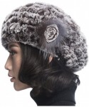 Berets Winter Women's Rex Rabbit Fur Beret Hats with Fur Flower - Coffee Size-color - CF11FG7MUS9 $36.60