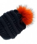 Skullies & Beanies 5" Real Raccoon Fur Pom Pom with Press Snap Button for Knitted Hat Beanie Hats(Orange) - Orange - CB1927LW...