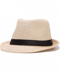 Fedoras Mens Fedora Hats for Men - Fedora Hat Panama Hat Straw Hat Trilby Hat Summer Hat (Pack of 3) - CZ18CIDSDUW $38.70