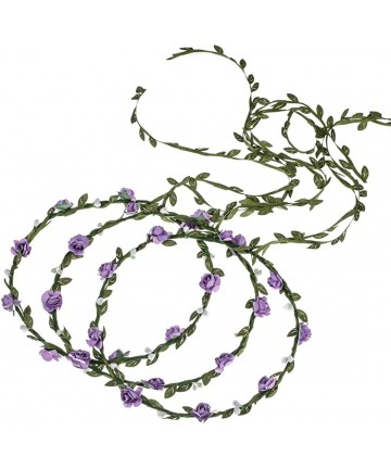 Headbands Girls Flower Crown Wreath Headband Garland Headbands Photography Prop - 3 Purple - CG18RSZ5W40 $18.67
