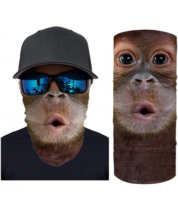 Balaclavas Cool 3D Animal Print Bandana Neck Gaiter Scarf Dust Wind Balaclava Headband for Men Women - Brown Orangutan - CV19...