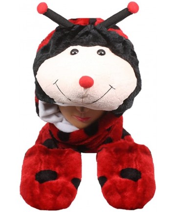 Skullies & Beanies Plush Faux Fur Animal Critter Hat Cap - Soft Warm Winter Headwear (Wolf) - Long Ladybug - CC11QQCYHJ3 $14.35