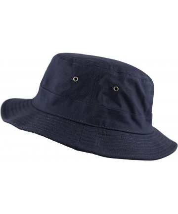 Bucket Hats 100% Cotton Canvas & Pigment Dyed Packable Summer Travel Bucket Hat - 1. Canvas - Navy - C718DQ3XG3E $22.07