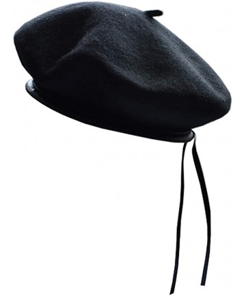 Berets Women's Adjustable Solid Color Wool Artist French Beret Hat - Black - C5196S0Z25X $14.18