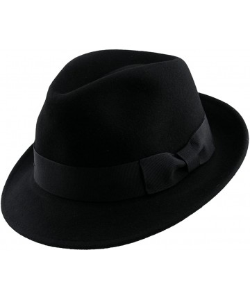 Fedoras Mens Soft & Crushable Wool Felt Fedora Hat Brown - Black - CZ1190AVVCN $31.73