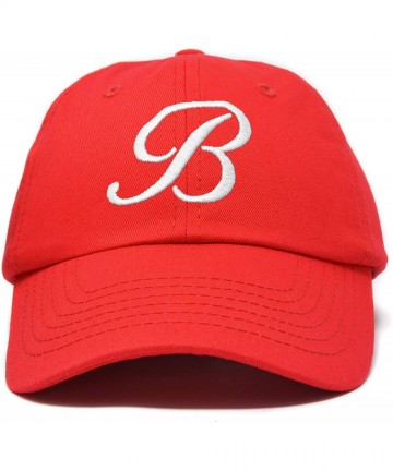 Baseball Caps Initial Hat Letter B Womens Baseball Cap Monogram Cursive Embroidered - Red - C818TWNNWML $15.64