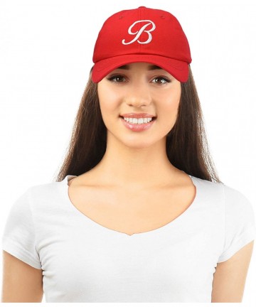 Baseball Caps Initial Hat Letter B Womens Baseball Cap Monogram Cursive Embroidered - Red - C818TWNNWML $15.64