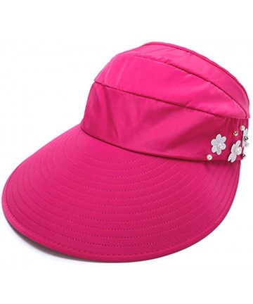 Sun Hats Sun Hats Wide Brim UV Protection Beach Packable Visor Summer Adjustable Cap - Rose - CF18D7EMC5U $12.27