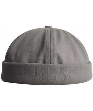 Skullies & Beanies Docker Leon Harbour Hat Watch Cap Breathable Mesh Design Retro Brimless Beanie Hat Unisex - Retro-gray - C...