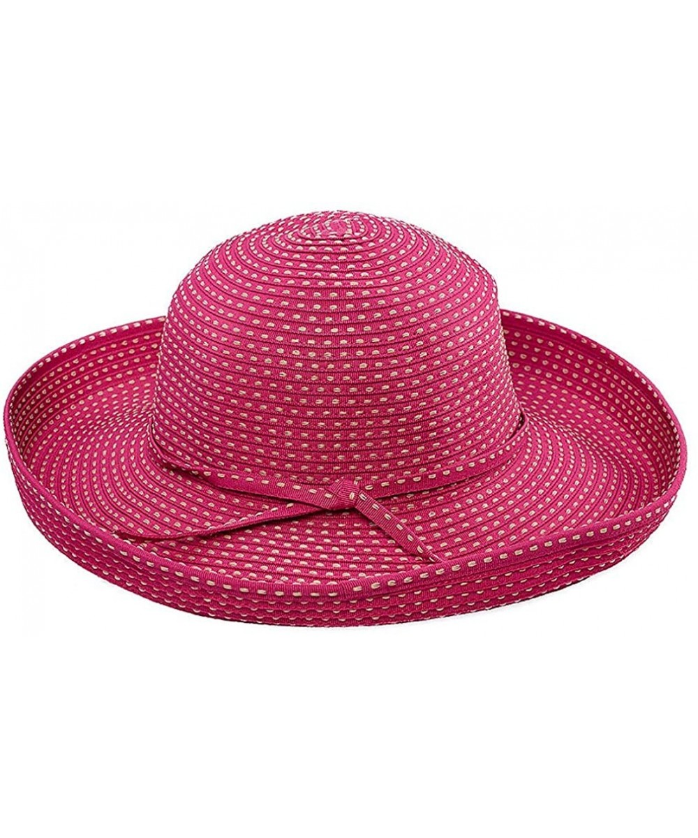 Sun Hats Women's 4-inch Brim Ribbon Kettle Sun Hat - Hot Pink - C511HAJG4MD $50.13