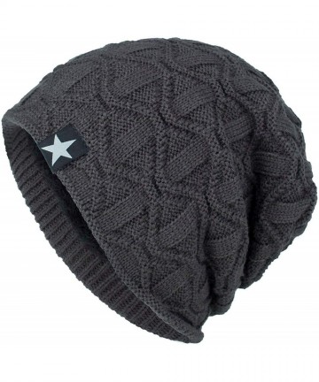 Skullies & Beanies Beanie Hat for Men Women Winter Warm Knit Slouchy Thick Skull Cap Casual Down Headgear Earmuffs Hat - CO18...