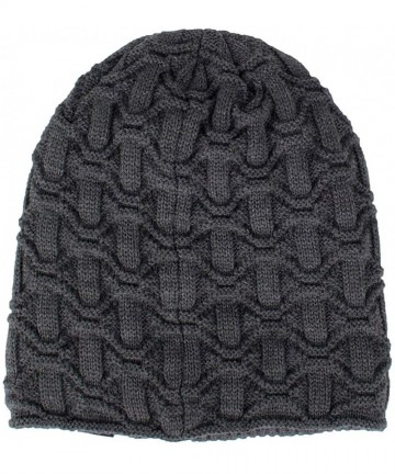 Skullies & Beanies Beanie Hat for Men Women Winter Warm Knit Slouchy Thick Skull Cap Casual Down Headgear Earmuffs Hat - CO18...