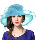 Sun Hats Women Church Derby Hat Wide Brim Wedding Dress Hat Tea Party HAT S019 - Sky Blue - CJ182LS64RR $29.76