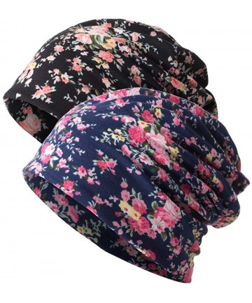 Skullies & Beanies Women's Slouchy Beanie Chemo Hat Baggy Sleep Cap Infinity Scarf - 2 Pack-d - CZ18TYKKQ3T $16.09