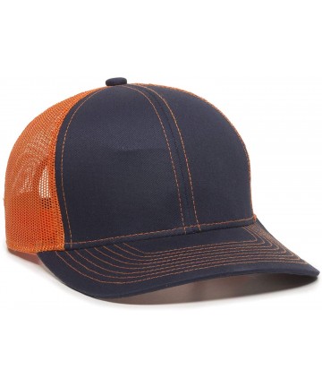 Baseball Caps Structured mesh Back Trucker Cap - Navy/Orange - CL1827QQOQC $22.04