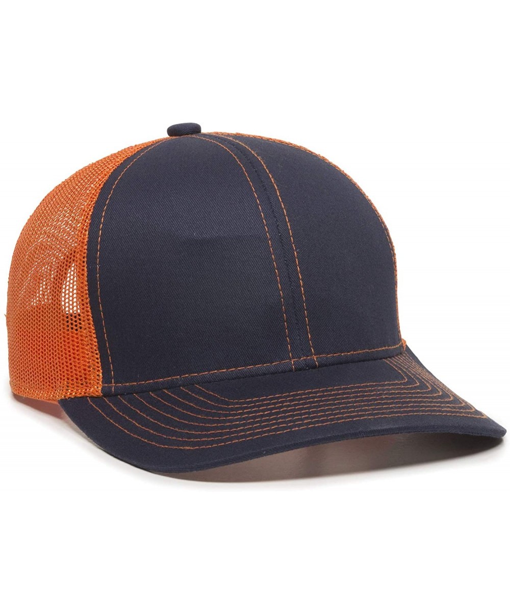 Baseball Caps Structured mesh Back Trucker Cap - Navy/Orange - CL1827QQOQC $22.04