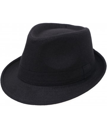 Fedoras Men Women's Classic Wool Blend Structured Fedora Hat - Black 1920 Hat - CK180COZEQM $21.16