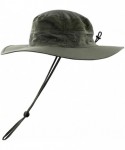 Skullies & Beanies Men Summer Sun Hat UV Protection Wide Brim Mesh Bucket Hats for Outdoor Fishing Beach - Army Green - CD18Q...