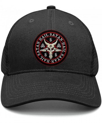 Baseball Caps Unisex Hail Satan Goat 666 red Logo Flat Baseball Cap Fitted Style Hats - Hail Satan Goat-23 - CT18T2ODW7R $17.70