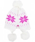 Skullies & Beanies Women's Winter Snowflake Knit Beanie w/Earflap and Pom Balls- White - C511FZZA7WR $12.87