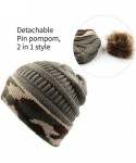 Skullies & Beanies Winter Women Faux Fur Pompom Cuff Beanies Hats Knit Slouchy Ski Skull Camo Baggy Caps Girls Warm Hat - 05-...