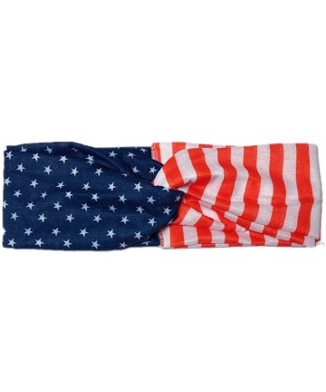 Headbands Bohemain Flower Printed Hairband Absorbent Sweatbands for Sports or Fashion - Flag a - CD183NK8DYX $13.09